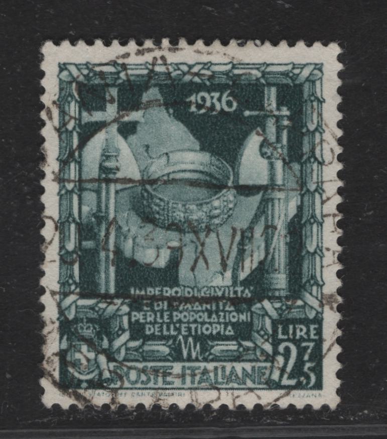 Lot 249 Italy SC#408 2.75l Slate Green Map of Italian East Africa, 1938 Proclamation of Empire Issue, A Very Fine Used Single, April 1939 Postal Cancel
