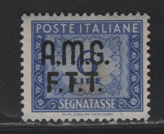 Lot 30 Italy - Trieste SC#J11 6l Violet Blue - Pale Salmon Numeral, 1949 Postage Due, A FOG Single, Small Foxing Spot On Gum