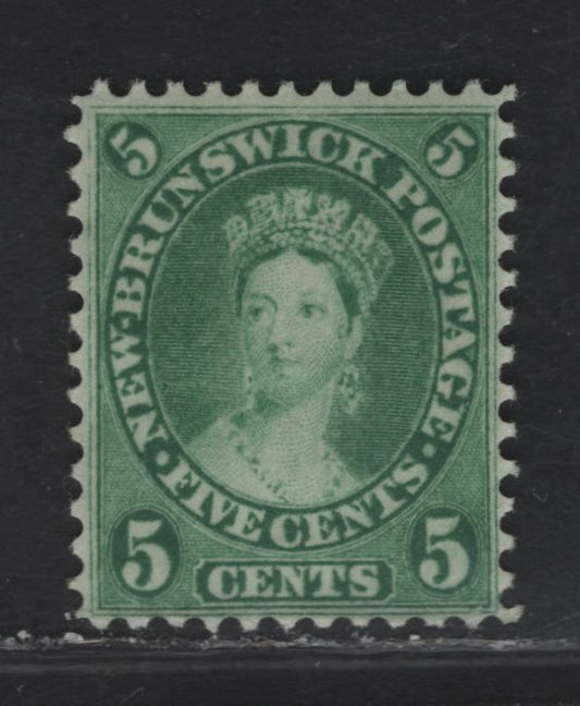 Lot 62 (C) New Brunswick #8 5c Yellow Green Queen Victoria, 1860 Cents Issue, A Very Fine Unused Single, Perf 12x11.75, Paper Cents-N