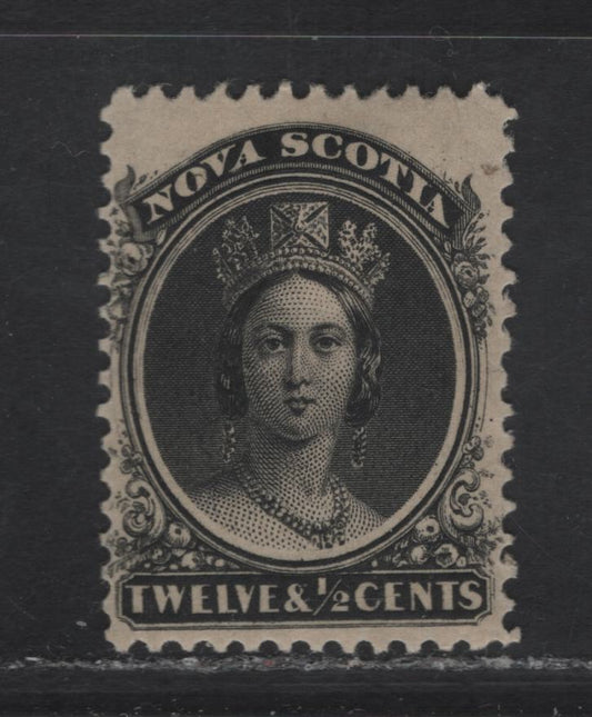 Lot 76 (C) Nova Scotia #13 12.5c Black Queen Victoria, 1860-1863 Cents Issue, A FOG Single, Cents-G Paper, Perf 12x11.75
