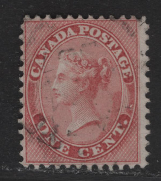 Lot 87 (C) Canada #14 1c Rose Queen Victoria, 1859-1864 Cents Issue, A Fine Used Single, Perf 12, Cents-R Paper, Scarcer Than The Other Types.