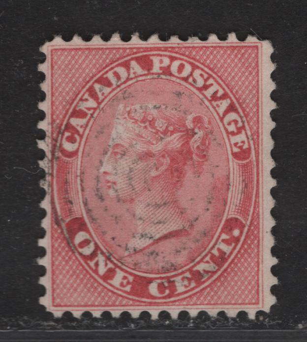 Lot 90 (C) Canada #14 1c Bright Rose Queen Victoria, 1859-1864 Cents Issue, A Very Fine Used Single, Silky Smooth Vertical Wove Paper (Cents-R), Perf 12