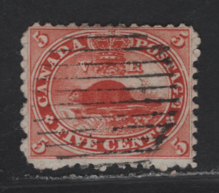 Lot 94 (C) Canada #15 5c Vermillion & Orange Vermillion Beaver, 1859-1864 Cents Issue, A Fine Used Single, Cents-F Paper, Perf 11.75x12