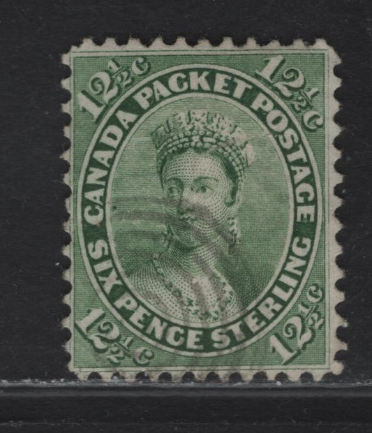 Lot 99 (C) Canada #18ii 12.5c Green Queen Victoria, 1859-1864 Cents Issue, A Fine Used Single, Cents-C Paper, Perf 12x11.75