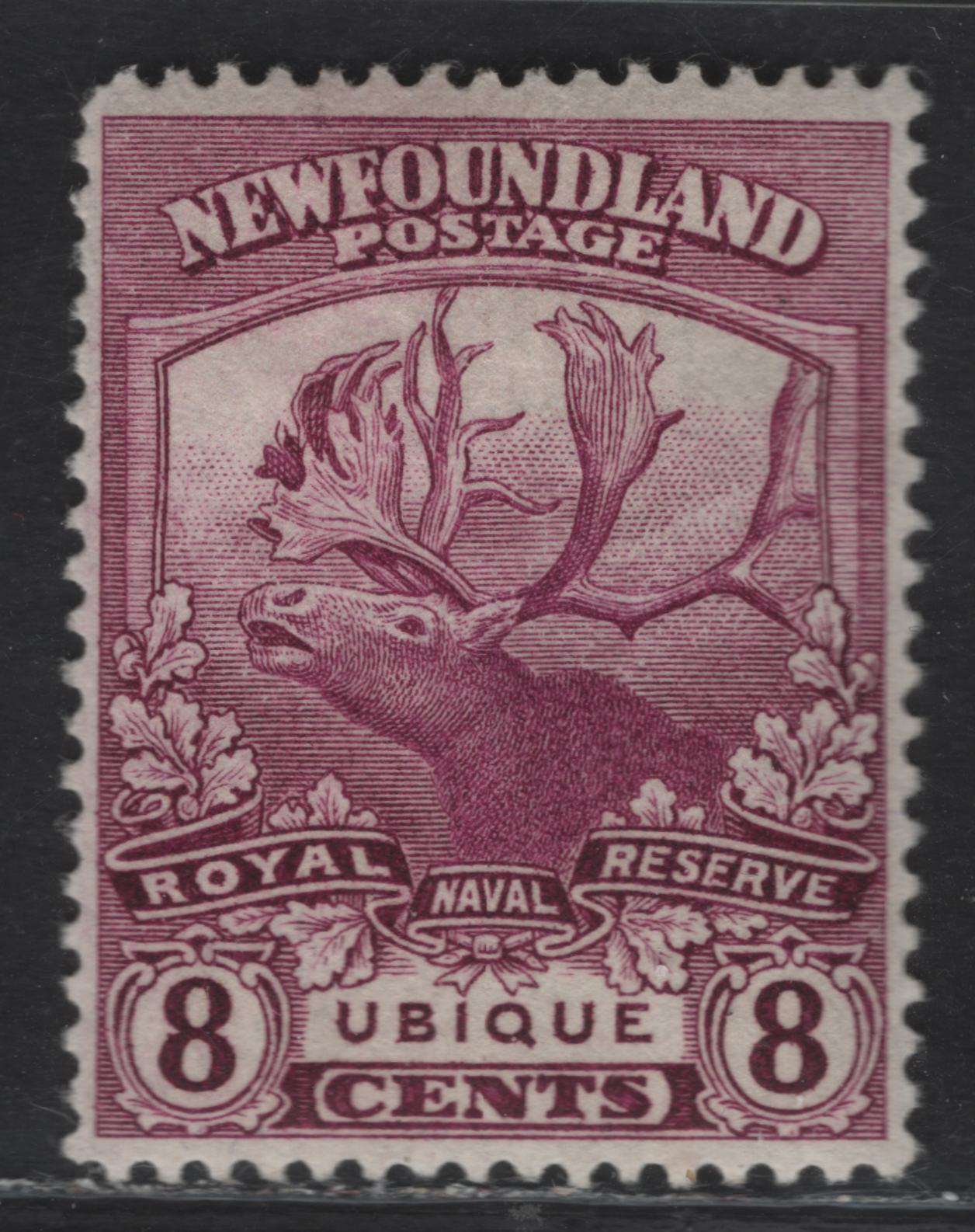 Lot 103 (C) Newfoundland #121 8c Magenta Ubique, 1919 Trail of the Caribou Issue, A VFOG Single, Paper WM-F, Line Perf 14