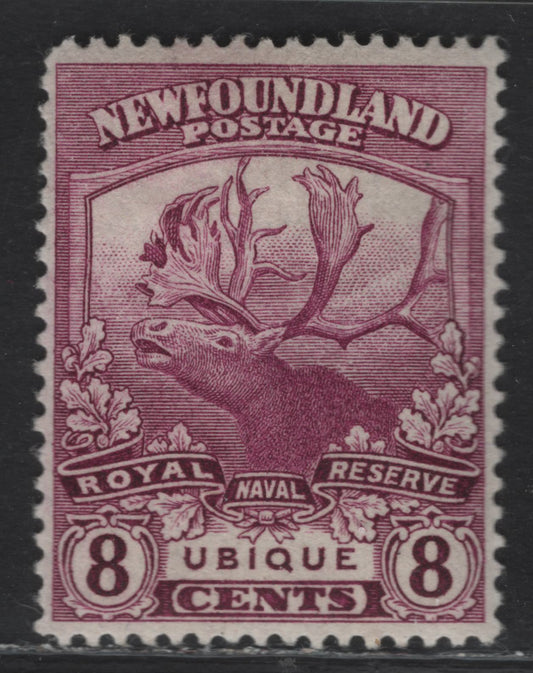 Lot 103 (C) Newfoundland #121 8c Magenta Ubique, 1919 Trail of the Caribou Issue, A VFOG Single, Paper WM-F, Line Perf 14