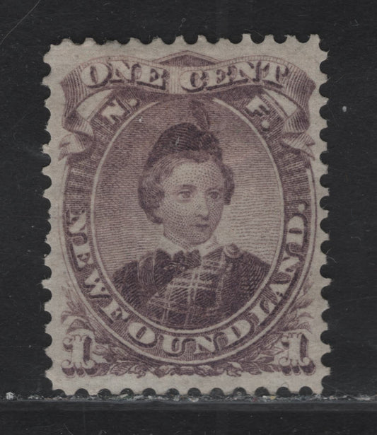 Lot 11 (C) Newfoundland #32 1c Violet Edward, Prince of Wales, 1868-1894 2nd Cents Issue, A VFOG Single, Paper Cents-V, Perf 12, Beautifully Centered & Fresh Example With Full Original Gum.