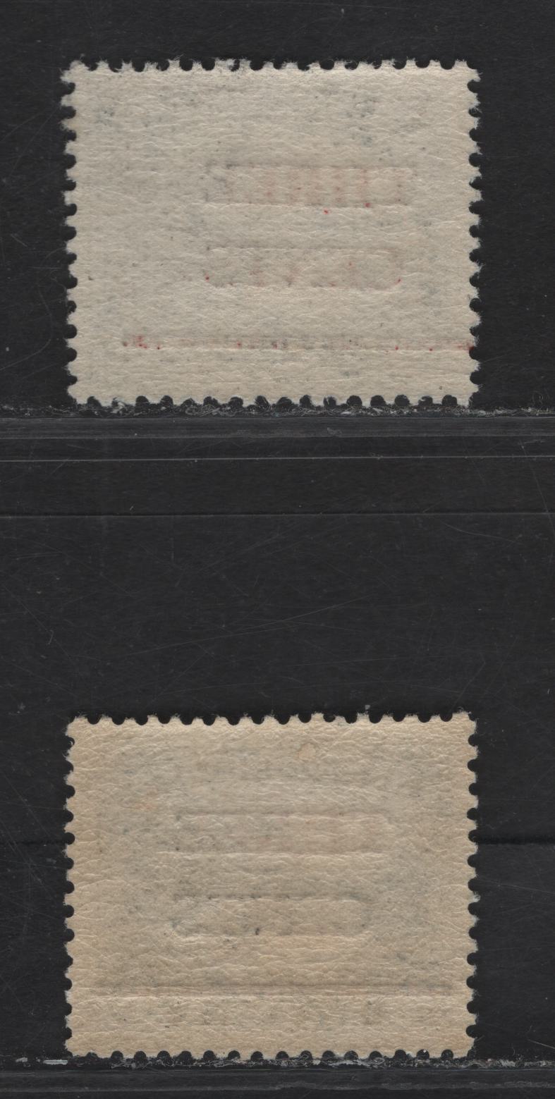 Lot 114 (C) Newfoundland #160 3c on 6c Gray Humber River, 1929 Surcharged Issue, 2 FNH Singles, Two Shades Of Red Ink, One Being A Much Darker Carmine, Both On Paper WM-J, Comb Perf 14x13.8.