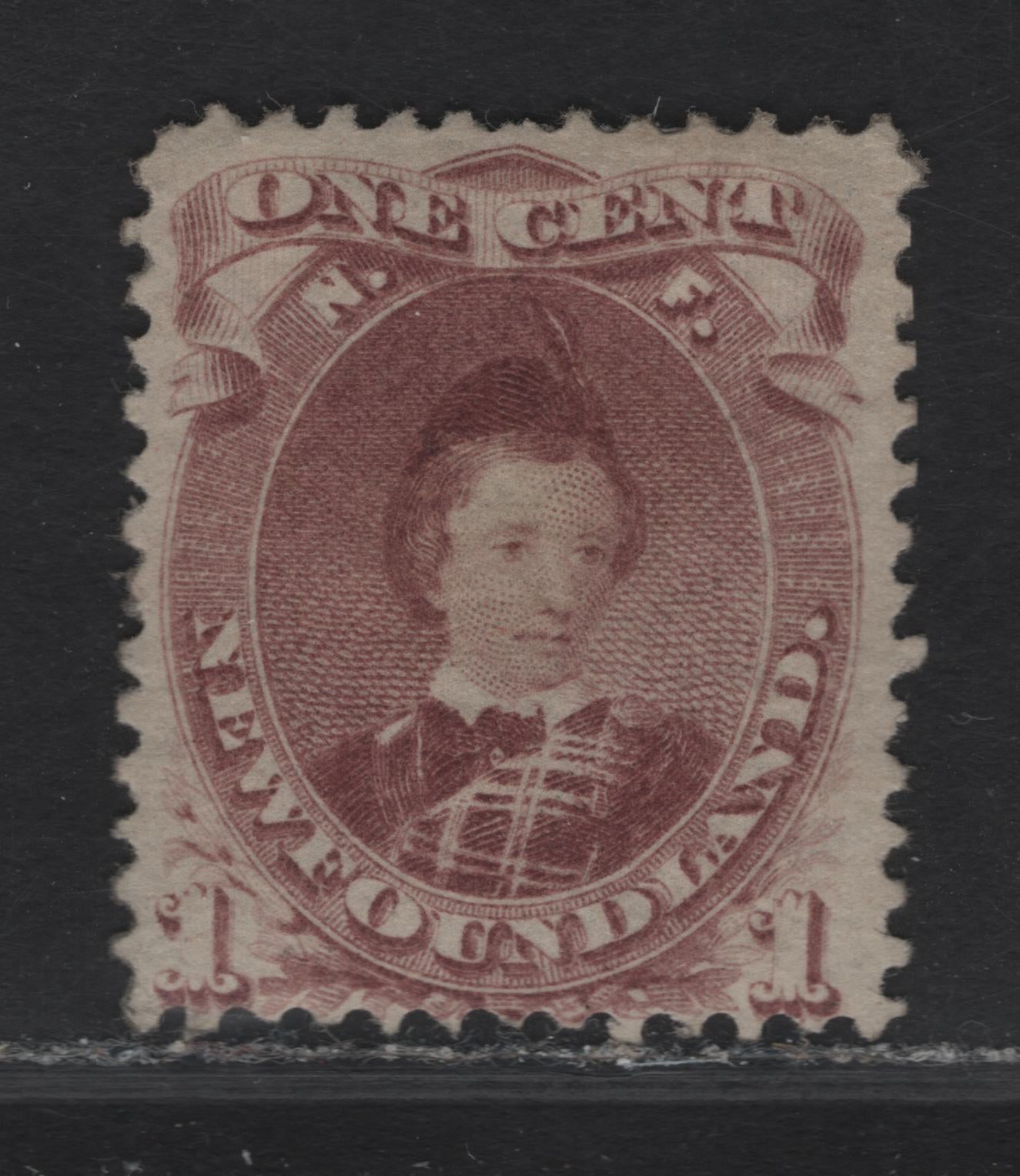 Lot 13 (C) Newfoundland #32A 1c Brown Lilac Edward, Prince of Wales, 1868-1894 2nd Cents Issue, A Very Good Unused Single, Paper Cents-D, Perf 12