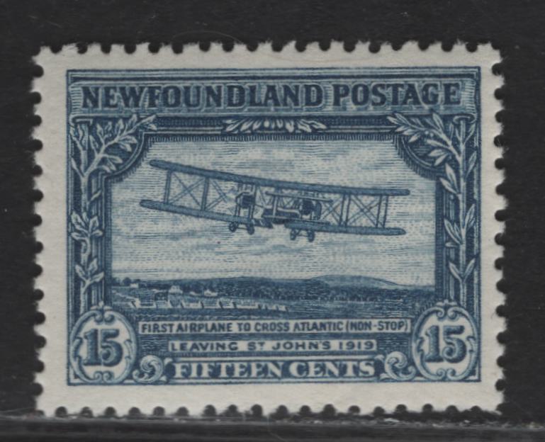 Lot 132 (C) Newfoundland #170 15c Deep Blue First Nonstop Transatlantic Flight, 1929-1931 Re-Engraved Pictorial Issue, A VFOG Single, Comb Perf 13.7x13.5
