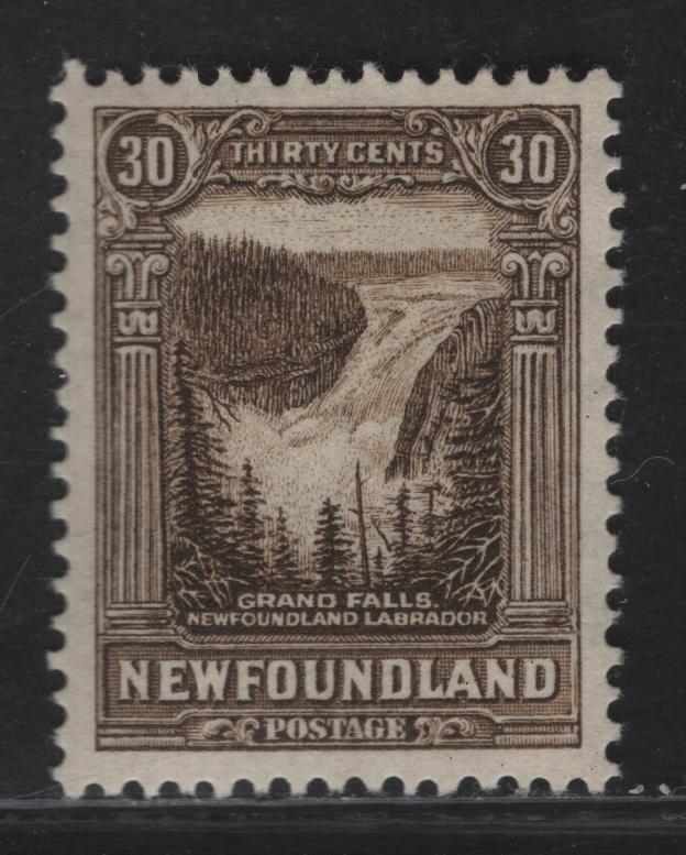 Lot 138 (C) Newfoundland #182 30c Olive Brown Grand Falls, 1931 Watermarked Pictorial Issue, A VFOG Single, Comb Perf 13.8x14