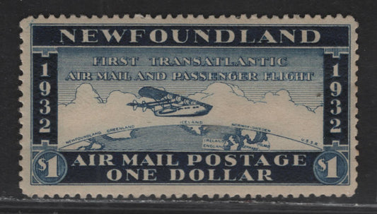 Lot 144 (C) Newfoundland #Unissued $1 Dark Blue First Transatlantic Airmail & passenger Flight, 1932 Airmail Issue, A VFOG Single, Wayzata Airmail