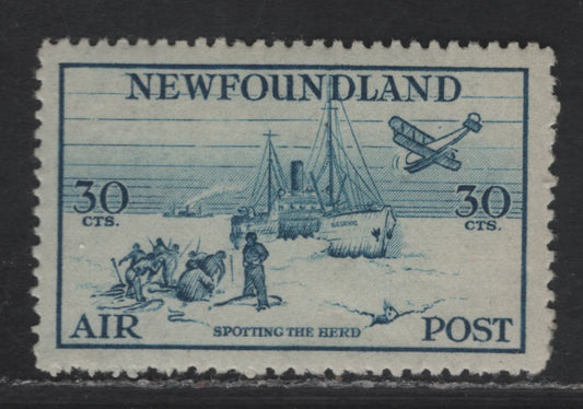 Lot 155 (C) Newfoundland #C15 30c Blue Spotting the Herd, 1933 Airmail Issue, A VFNH Single, NH, But Very Light Gum Disturbance