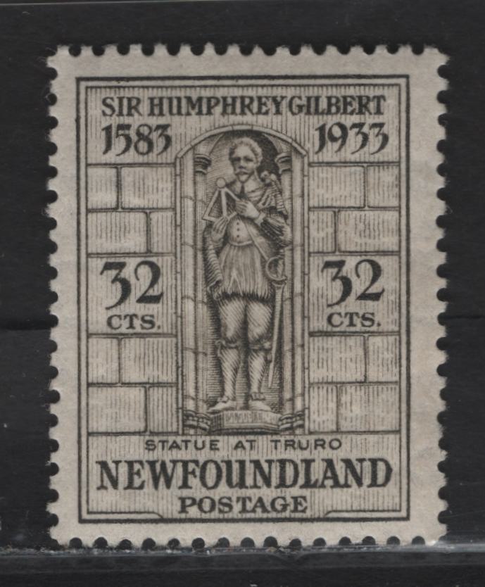 Lot 163 (C) Newfoundland #225var 32c Gray Gilbert Statue, 1933 Sir Humphrey Gilbert Issue, A VFOG Single, Reversed Wmk