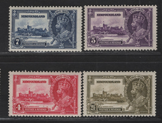 Lot 164 (C) Newfoundland #226-229 4c - 24c Bright Rose - Olive Green King George V & Windsor Castle, 1935 Silver Jubilee Issue, 4 F/VFOG/NH Singles