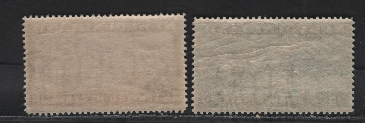 Lot 169 (C) Newfoundland #241, 243 24c - 48c Prussian Blue - Slate Purple Loading Ore - Fishing Fleet, 1937 Long Coronation Issue, 2 VFNH Singles, Line Perf 13.8 & 14.25