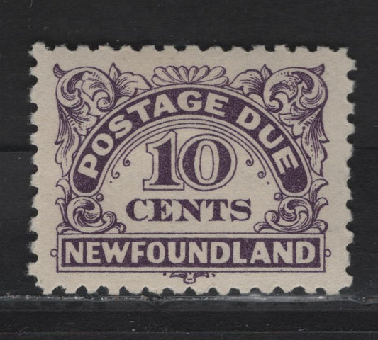 Lot 173 (C) Newfoundland #J6-J7, J10-J11, J14 10c Dark Violet Numerals, 1939 Postage Dues, A VFOG Single, Perf 10-10.5