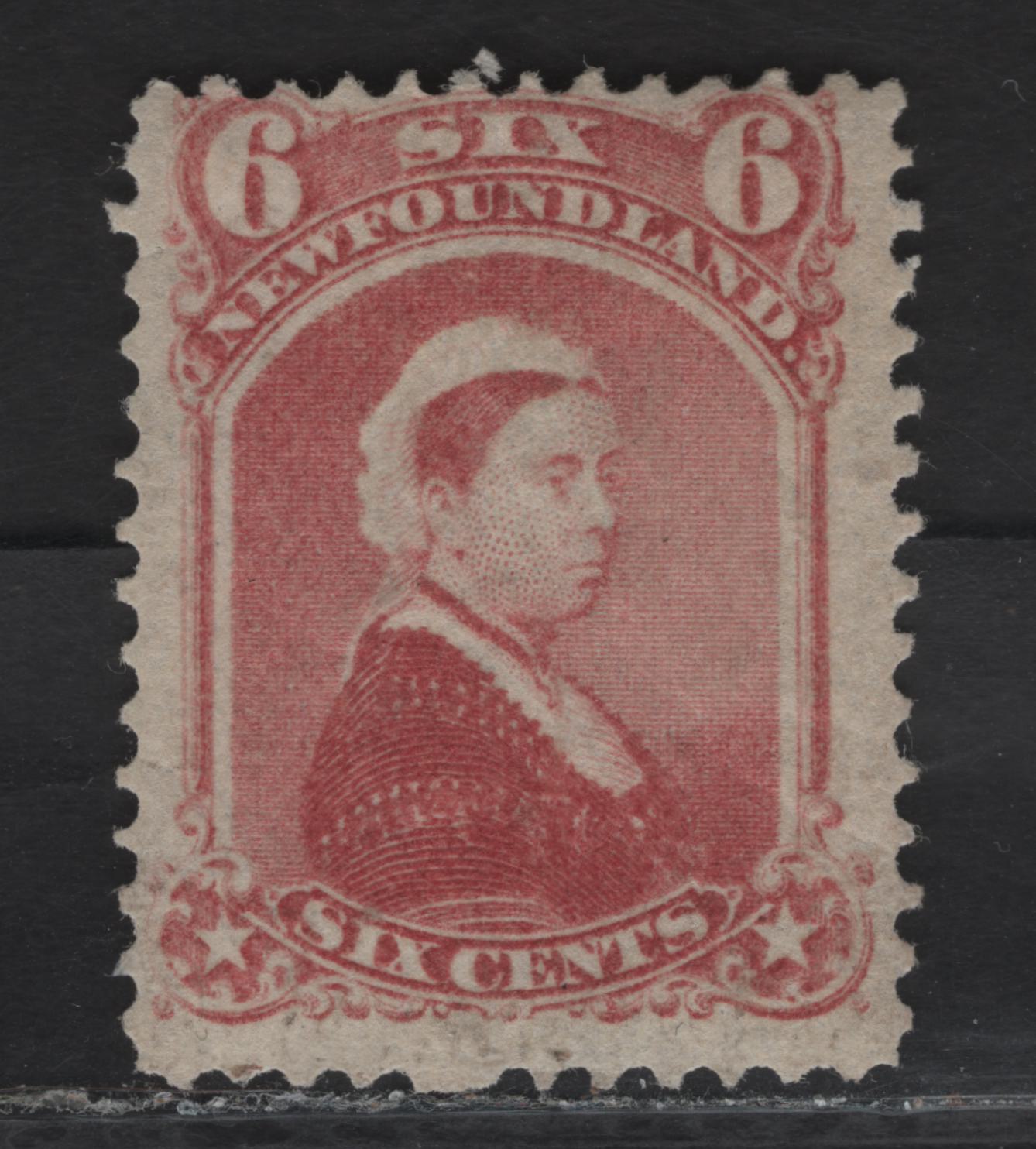 Lot 19 (C) Newfoundland #35 6c Dull Rose Queen Victoria, 1868-1894 2nd Cents Issue, A FOG Single, Paper Cents-DD, Perf 11.9