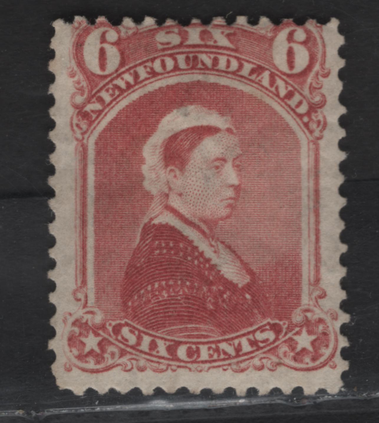 Lot 19A (C) Newfoundland #35 6c Dull Rose Queen Victoria, 1868-1894 2nd Cents Issue, A FOG Single, Paper Cents-DD, Perf 12