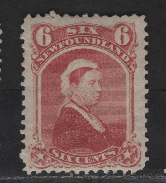 Lot 20 (C) Newfoundland #35 6c Dull Rose Queen Victoria, 1868-1894 2nd Cents Issue, A VFOG Single, Paper Cents-DD, Perf 12