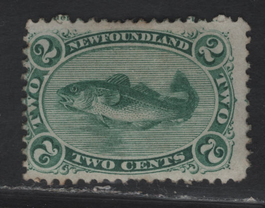 Lot 2 (C) Newfoundland #24 2c Green Codfish, 1865-1894 Cents Issue, A Very Good Regummed Single, Paper Cents-U, Perf 12, Regummed, So No Premium or Deduction For this Gum.