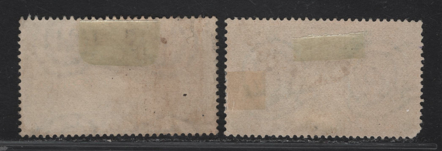 Lot 213 Italy SC#C111, C113 25l - 50l Blue - Dark Green Plane & Grasped Hands - Swallows in Flight, 1945-1947 Airmail Issue, 2 Fine Used Singles, Wing Wheel Wmk