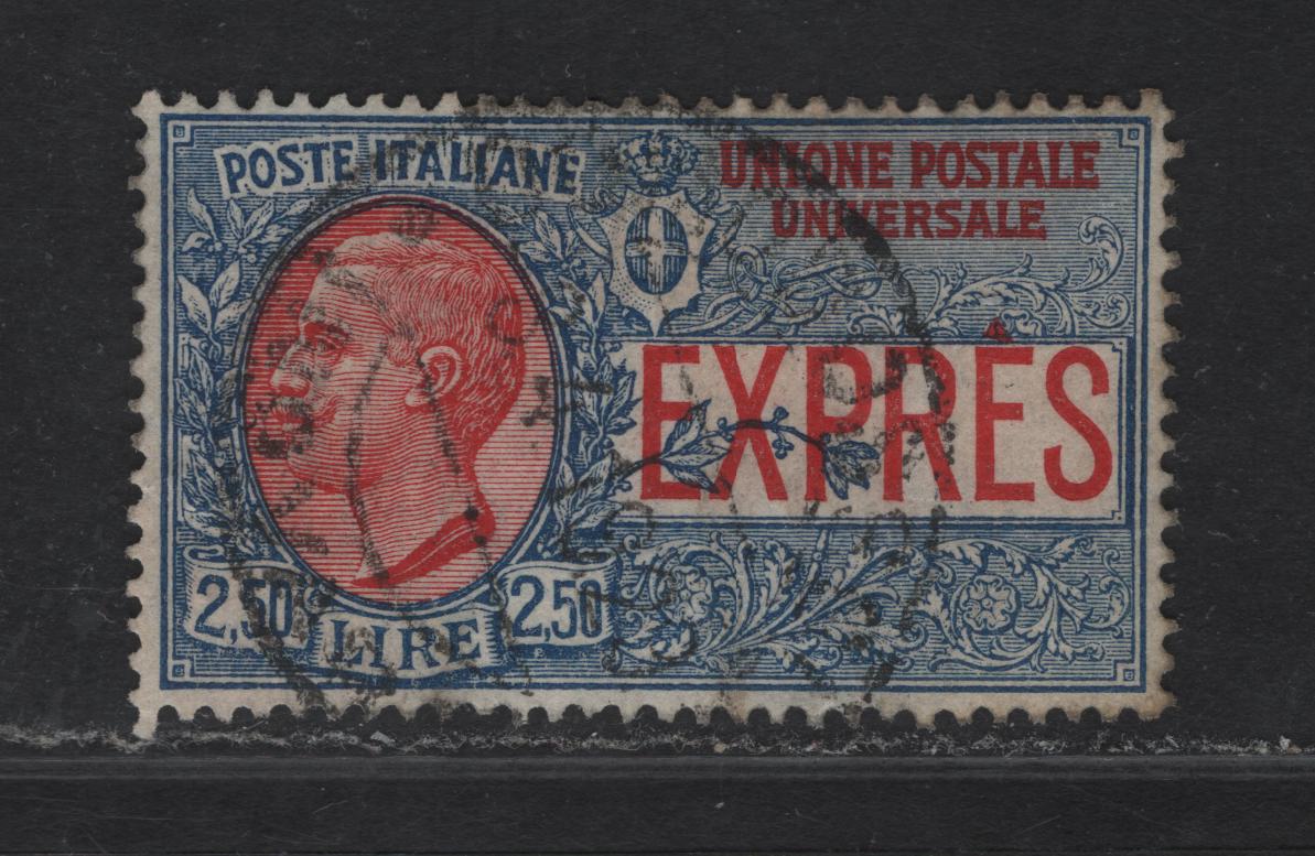 Lot 217 Italy SC#E5 2.50l Blue & Red Victor Emmanuel III, 1929 Victor Emmanuel III Special Delivery Issue, A Very Fine Used Single, 1929 Dated CDS Postal Cancel