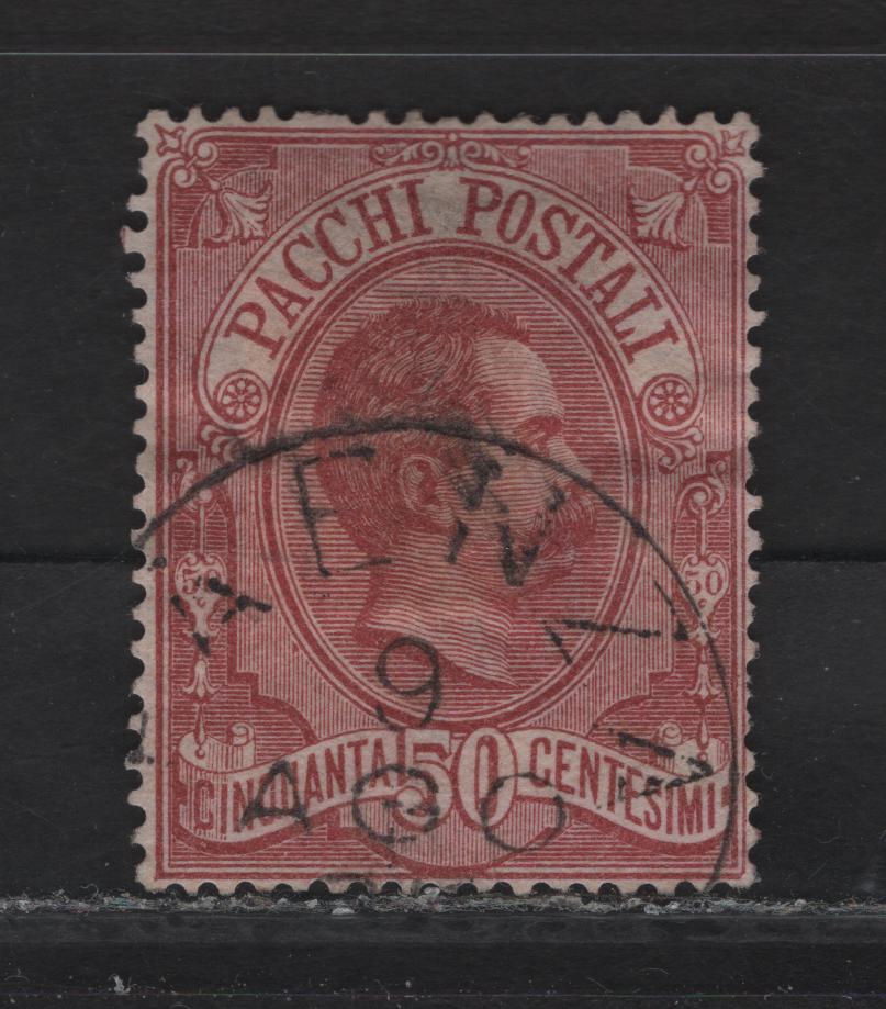 Lot 222 Italy SC#Q3 50c Claret King Humbert I, 1884-1886 Parcel Post Issue, A Fine Used Single, Very Well Centered Example With Nice Cancel, Couple of Short Perfs At Right