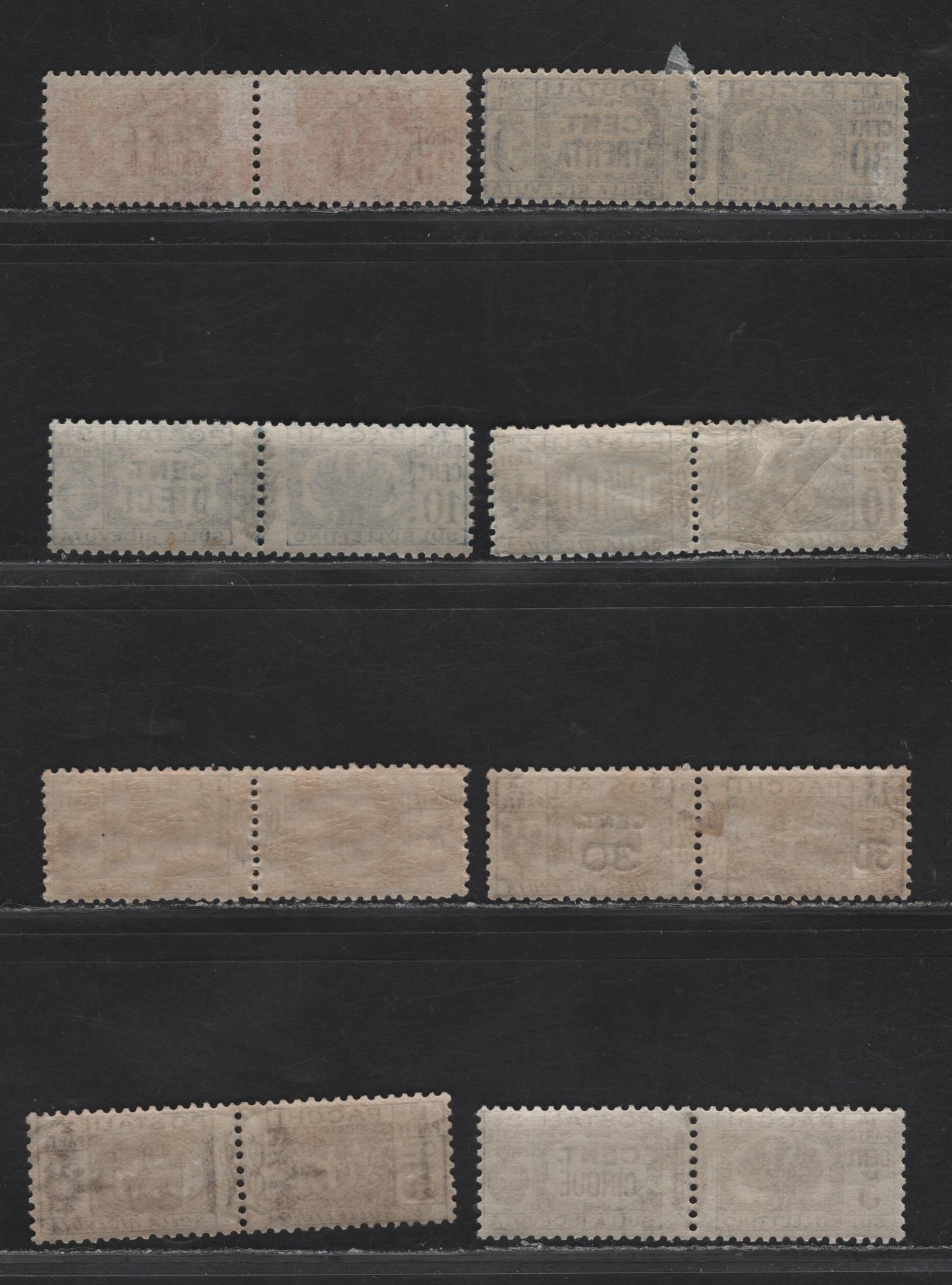 Lot 224 Italy SC#Q7-Q8, Q20-Q21, Q24-Q27 5c - 30c Brown - Ultramarine Arms, 1914-1939 Parcel Post Issue, 8 VG/F/VFOG Singles