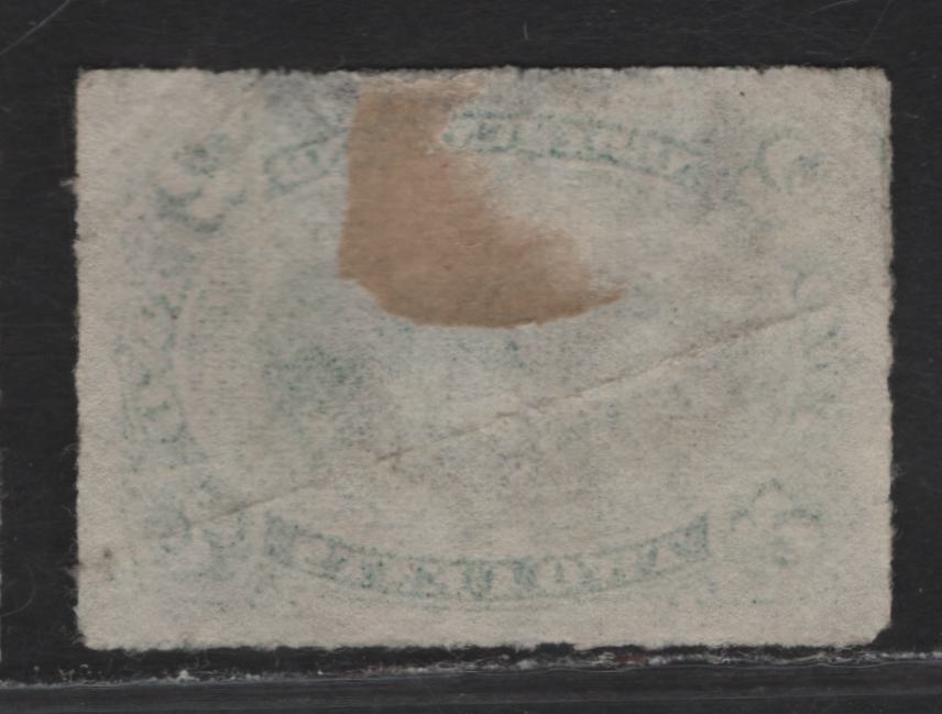 Lot 23 (C) Newfoundland #38 2c Green Codfish, 1876-1879 3rd Cents Issue, A Fine Used Rouletted Single, Beautifully Centered Example With N Negative Fancy Cork Cancel, Paper Cents-Y, Light Diagonal Crease That Is Not Visible From The Front.