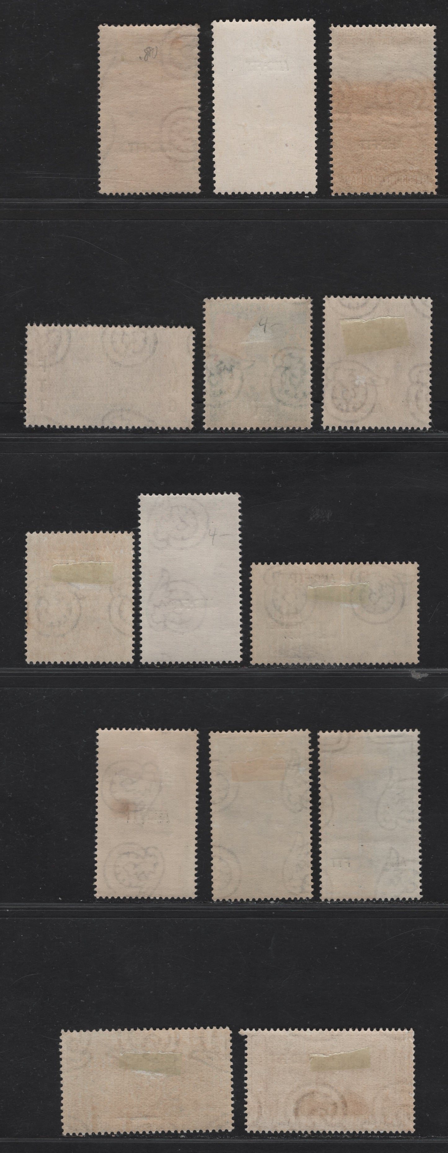 Lot 250 Italy - Trieste SC#145-146, 151, 160-161, 163-165, 168, 191, 193, 199, 202-203 25l - 60l Brown & Slate Black - Gray Green Statues of Athlete & River God - Marco Polo, 1952-1954 Leonardo Da Vinci - Marco Polo Issues, 14 F/VFOG Singles