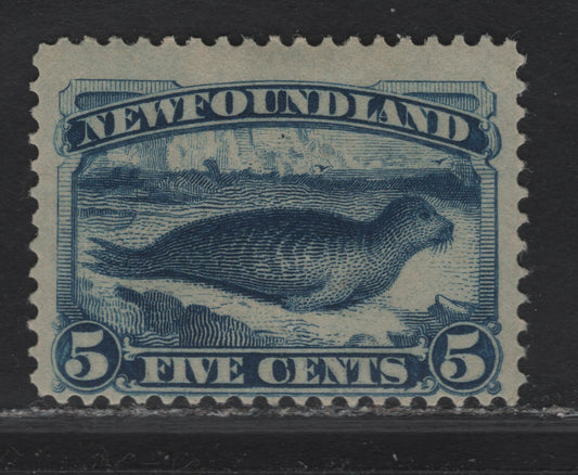 Lot 41 (C) Newfoundland #54 5c Dark Blue Harp Seal, 1880-1896 4th Cents Issue, A FOG Single, Paper Cents-KK, Perf 12