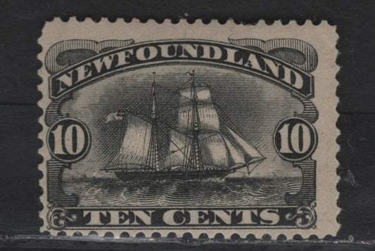 Lot 46 (C) Newfoundland #59 10c Black Schooner, 1887-1898 5th Cents Issue, A VGOG Single, Paper Cents-NN, Perf 12.25