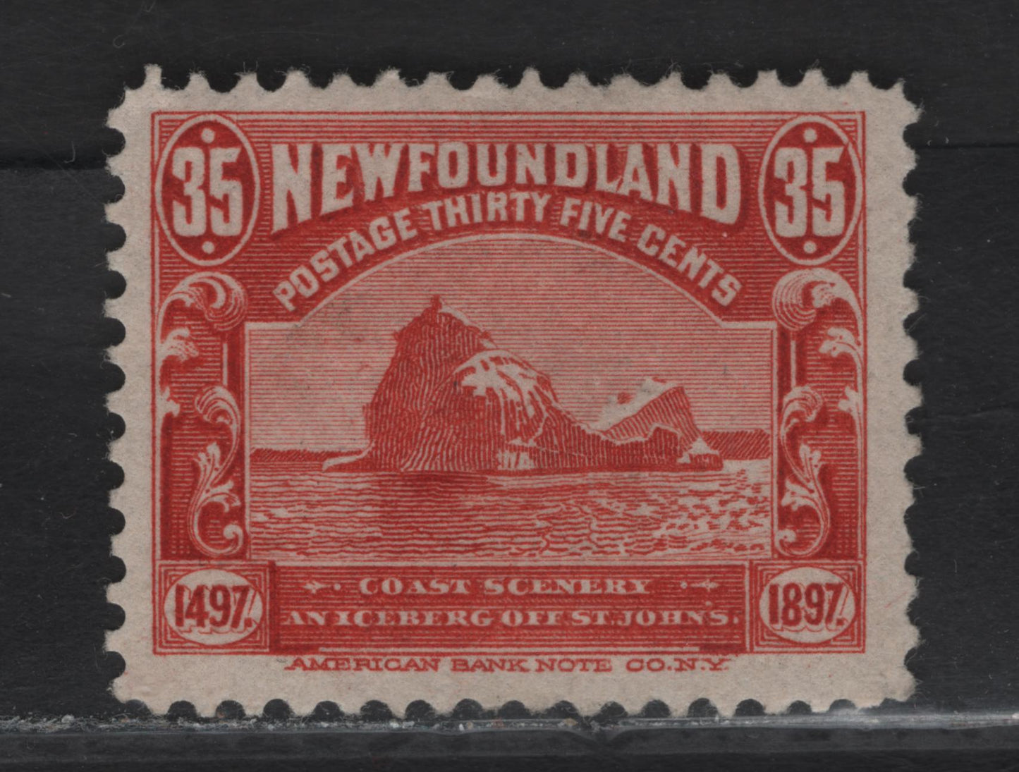 Lot 58 (C) Newfoundland #73 35c Red Iceberg, 1897 Discovery of (C) Newfoundland Issue, A VFOG Single, Paper ABNN-D, Perf 12x11.9