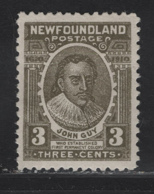 Lot 67 (C) Newfoundland #89 3c Brown Olive John Guy, 1910 John Guy Issue, A VFOG Single, Paper WM-A