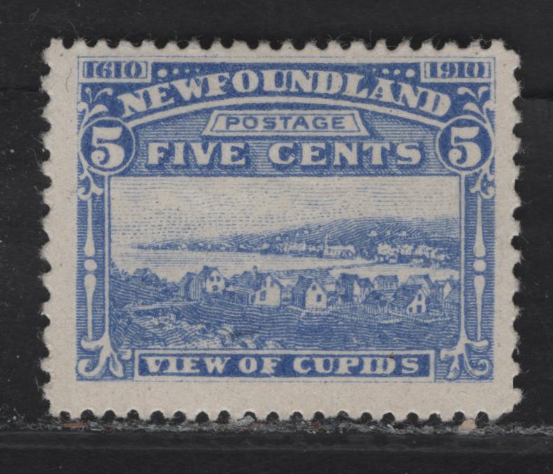 Lot 72 (C) Newfoundland #91 5c Ultramarine View of Cupids, 1910 John Guy Issue, A FOG Single, Paper WM-A, Perf 14.25x11.8