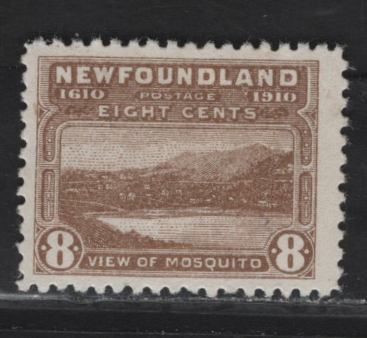 Lot 75 (C) Newfoundland #93 8c Brown View of Mosquito, 1910 John Guy Issue, A FOG Single, Paper WM-A, Perf 11.8x12