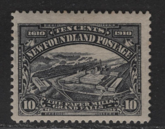 Lot 85 (C) Newfoundland #101 10c Violet Black Paper Mills, 1911 John Guy Engraved Issue, A FOG Single, Paper WM-H, Perf 14.25