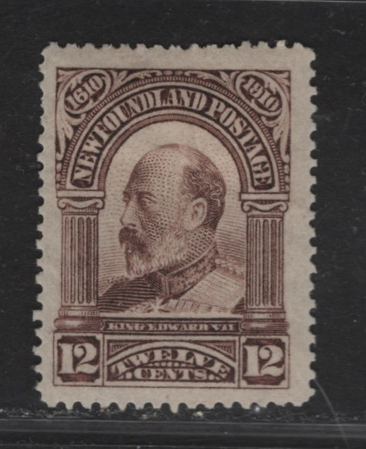 Lot 86 (C) Newfoundland #102 12c Red Brown King Edward VII, 1911 John Guy Engraved Issue, A FOG Single, Paper WM-I, Perf 14.25