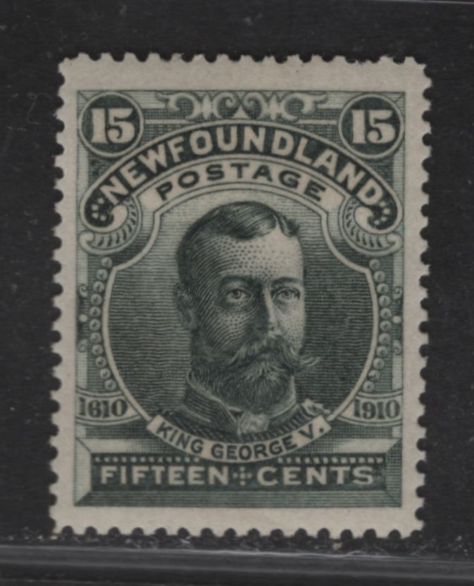 Lot 87 (C) Newfoundland #103 15c Slate Green King George V, 1911 John Guy Engraved Issue, A FOG Single, Paper WM-I, Perf 14.25, 1 Pulled Perf At Top.