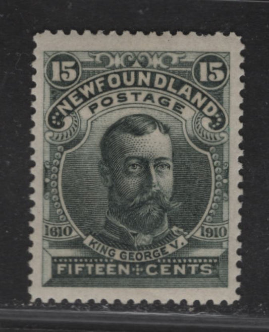 Lot 87 (C) Newfoundland #103 15c Slate Green King George V, 1911 John Guy Engraved Issue, A FOG Single, Paper WM-I, Perf 14.25, 1 Pulled Perf At Top.