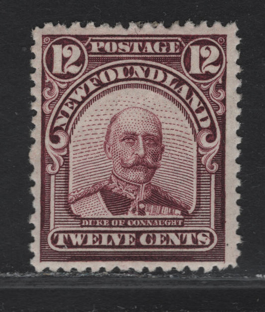 Lot 98 (C) Newfoundland #113 12c Plum Duke of Connaught, 1911 Royal Family Issue, A VFOG Single, Paper WM-C, Line Perf 14.2