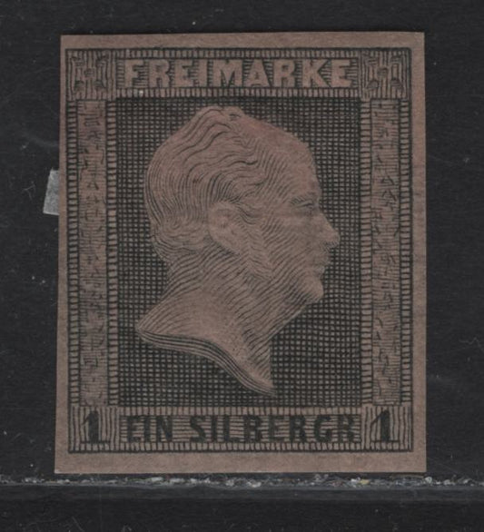 Lot 140 Prussia SC#3 1sgr Black on Rose King Frederick William IV, 1850-1856 King Frederick William IV Issue, A VFOG Imperf Single, Full Margins On 3 Sides & Close On 1 Side