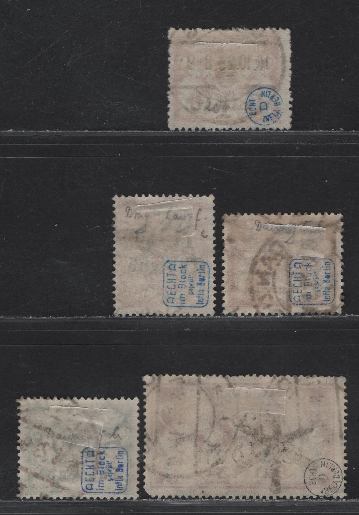 Lot 149 Danzig SC#138, 141, 144-145, 165 100th on 200m - 2gld on 1m Orange - Rose Arms - Coat of Arms, 1923 Surcharged Issue, 5 Fine/Very Fine Used Singles, All Postally Used, BPP Guarantee Handstamps