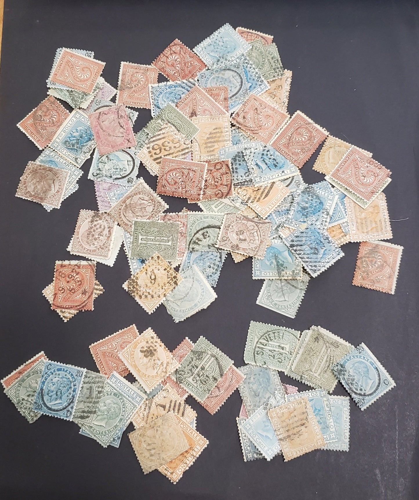 Lot 244 Italy SC#23/36 1c - 20c Gray Green - Orange Numeral - Victor Emmanuel II, 1862-1877 Numeral - Victor Emmanuel II Surface Printed Issues, 100-125 Very Good/Fine Used Singles, Various Printings & Shades, Possible Inverted Wmks