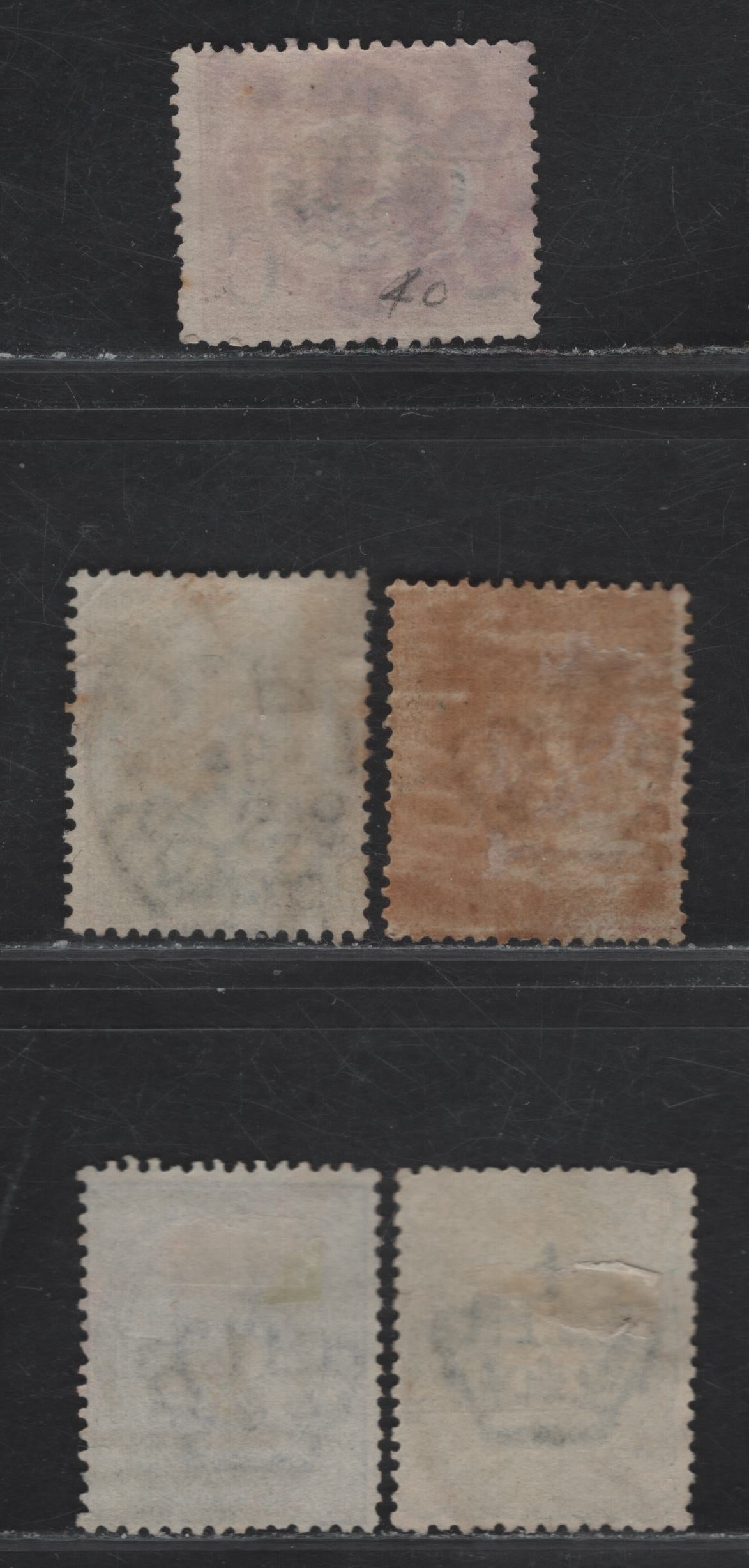 Lot 250 Italy SC#40, 45, 46, 52, 48 2c on 30c - 5c Lake - Dark Green Arms, 1878-1889 Surcharged Officials - Arms Issues, 5 Fine/Very Fine Used Singles