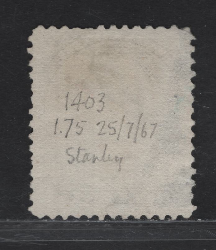 Lot 25 (C) Canada #27c 6c Dark Brown Queen Victoria, 1868-1876 Large Queen Issue, A Very Good Used Single, Paper FO-CC (Duckworth 9b), Perf 12.1x12, Plate 1 Example With Guide Dot below The LL Scroll.