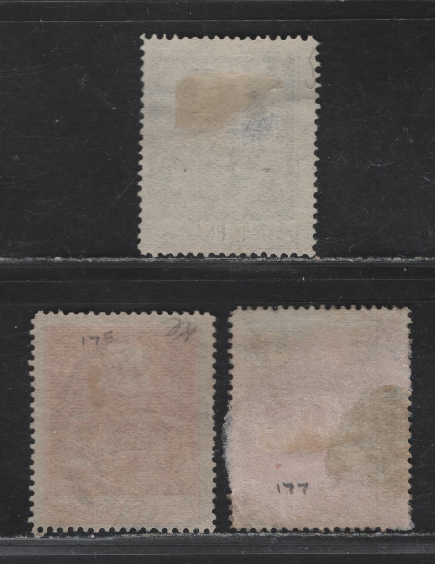 Lot 272 Italy SC#175a, 176a, 177 60c-1.25L Brown Carmine - Dark Blue Victor Emmanuel III, 1925-1926 Engraved Victor Emmanel High Values, 3 Fine Used Singles Perf. 13.5