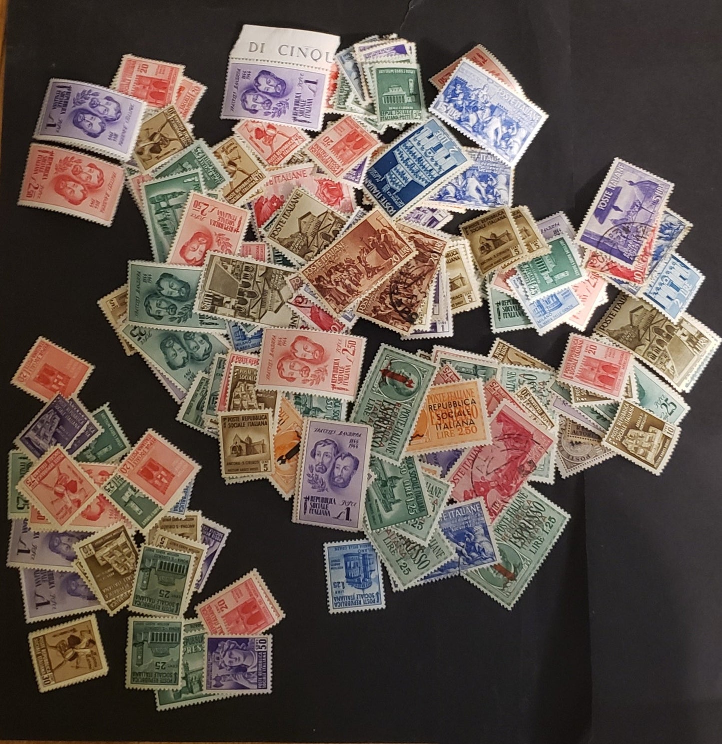 Lot 297 Italy 478/485, 1/EY1 5c/20L Brown-Green Various Designs, 1943-1946 Proclamation of Republic - Italian Social Republic Issues, 175-200 Fine& VF OG & NH Singles In a Small Glassine Envelope, Unchecked For  Plate Flaws & Shades, Ideal For Study