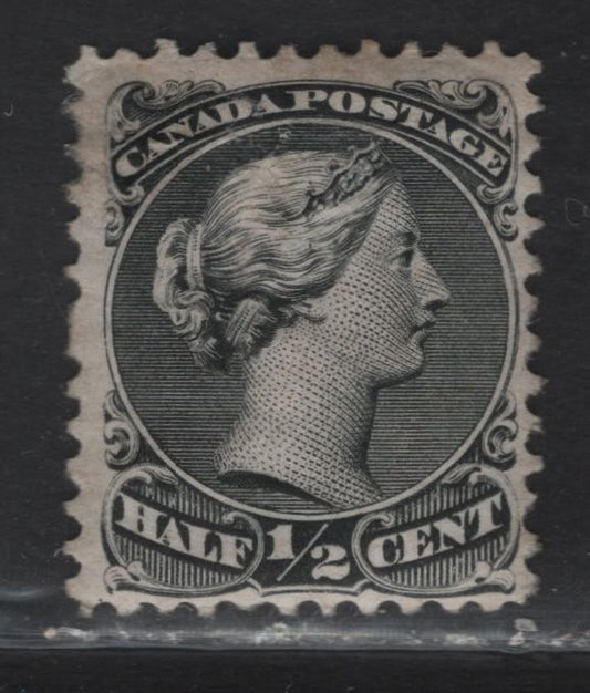 Lot 3 (C) Canada #21a 1/2c Black Queen Victoria, 1868-1876 Large Queen Issue, A Very Good Regummed Single, Mid Montreal Printing, Paper MM-I, Regummed Over A Tear through The Upper Part Of The Head.